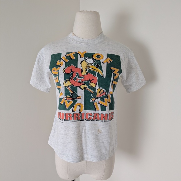 Vintage University of Miami Hurricanes T-shirt Short Sleeve Tee Paper Thin - Picture 2 of 7